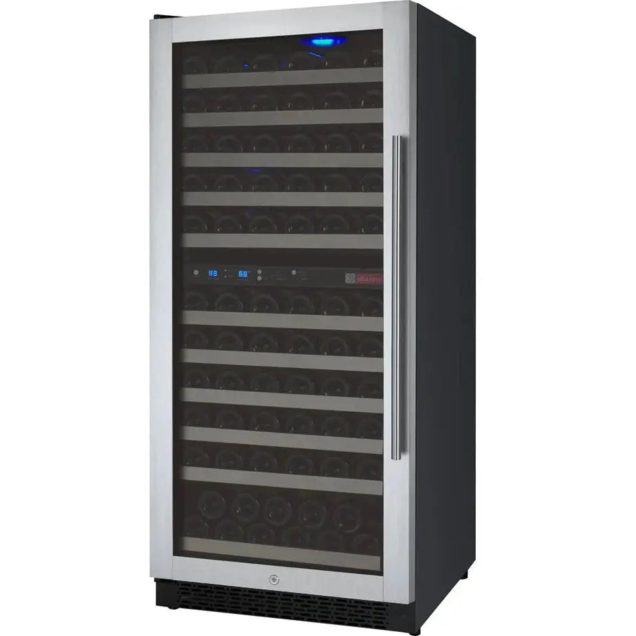 24" Wide FlexCount II Tru-Vino 121 Bottle Dual Zone Stainless Steel Left Hinge Wine Refrigerator