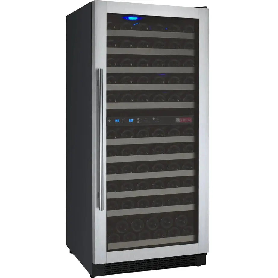 24" Wide FlexCount II Tru-Vino 121 Bottle Dual Zone Stainless Steel Left Hinge Wine Refrigerator