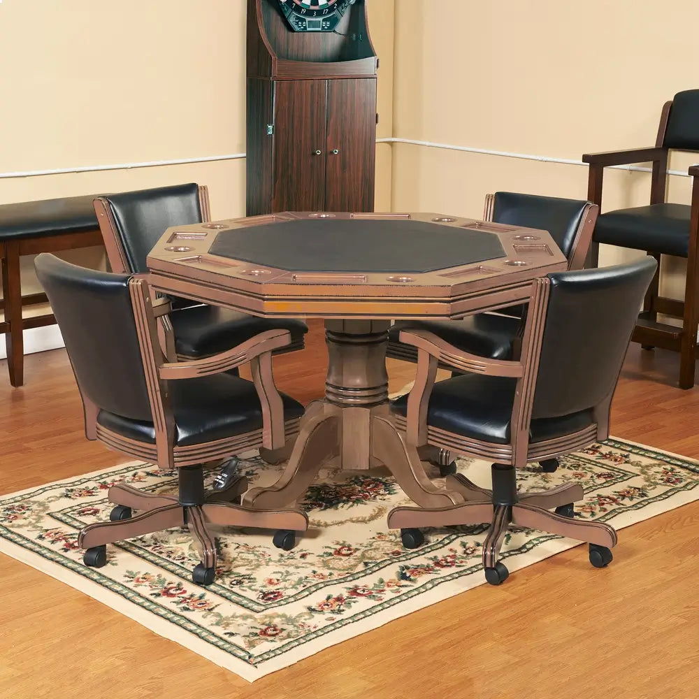 Kingston Dark Oak 3-in-1 Poker Table Set with 4 Chairs