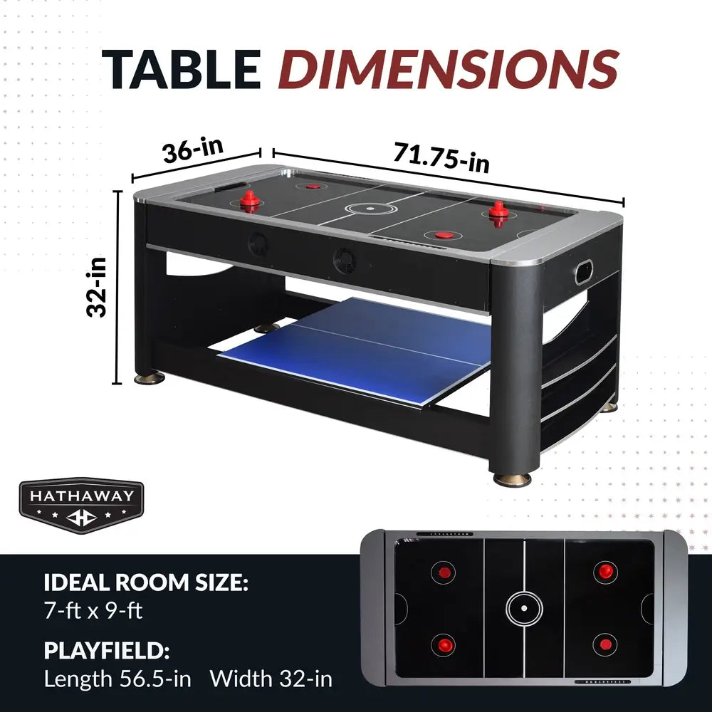 Hathaway 6-ft Triple Threat 3-in-1 Multi Game Table