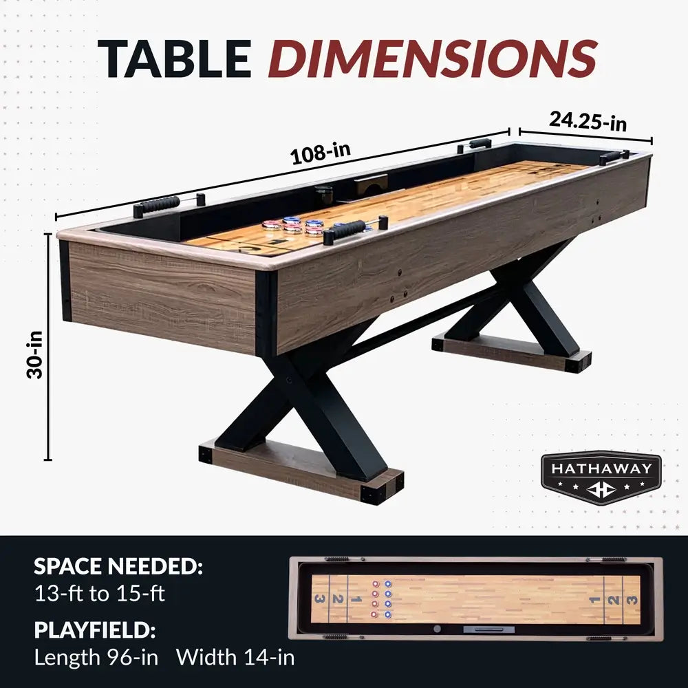 Hathaway Excalibur 9-ft Shuffleboard Table – Driftwood