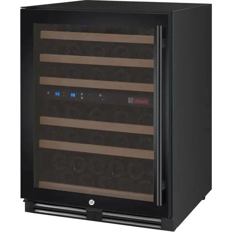 24" Wide FlexCount II Tru-Vino 56 Bottle Dual Zone Black Left Hinge Wine Refrigerator