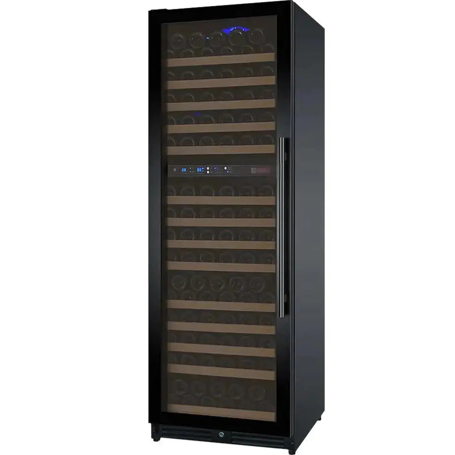 24" Wide FlexCount II Tru-Vino 172 Bottle Dual Zone Black Left Hinge Wine Refrigerator