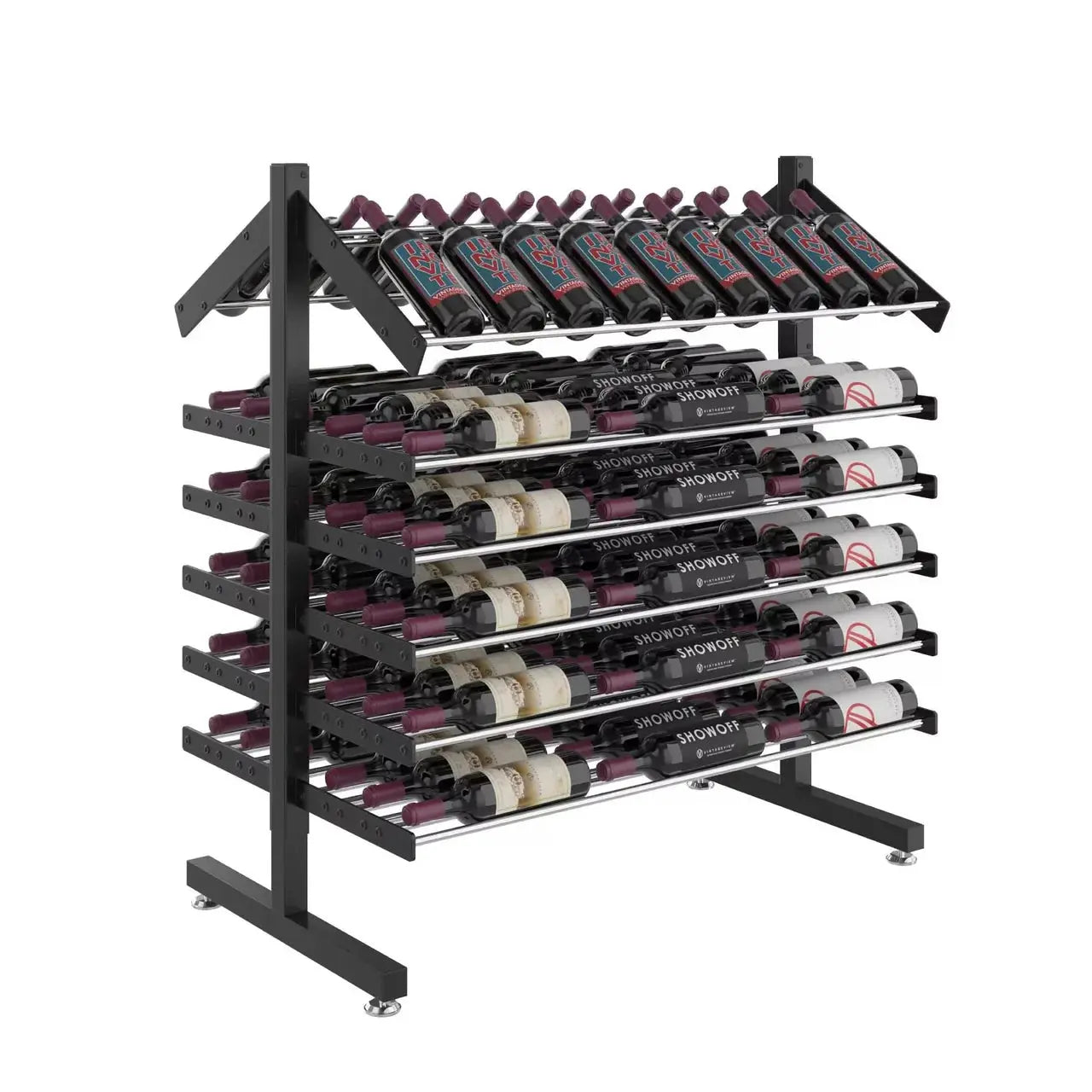 Evolution Double-Sided Freestanding Island Display Wine Rack & Presentation Row