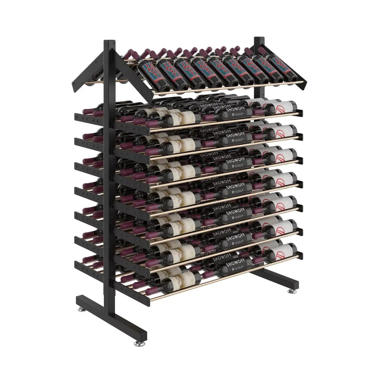 Evolution Double-Sided Freestanding Island Display Wine Rack & Presentation Row
