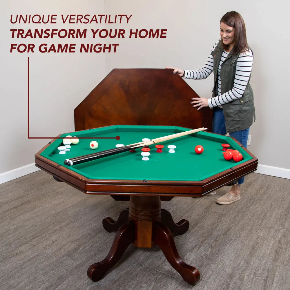 Hathaway Kingston BG2366T 3-in-1 Poker Table in Walnut