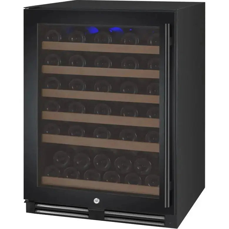 24" Wide FlexCount II Tru-Vino 56 Bottle Single Zone Black Left Hinge Wine Refrigerator